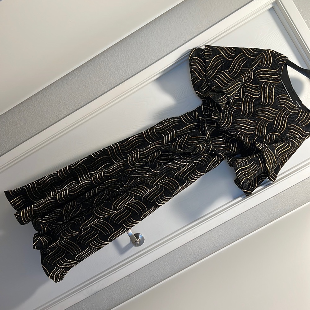 Fashion Nova black and gold maxi dress. Size 10.